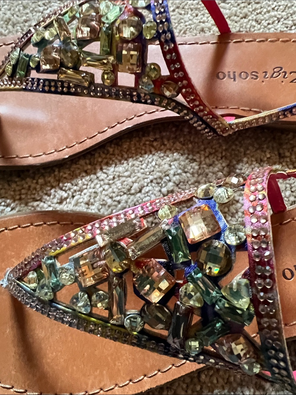 Zigi Soho Fazed Multicolor Jeweled Tan Slingback Sandals. 7.5. Like new. - Picture 6 of 7